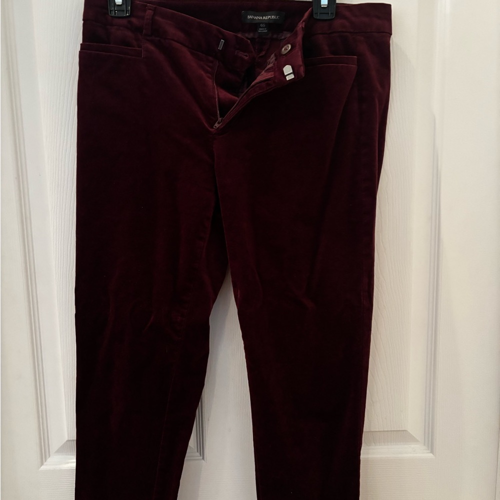 Banana Republic Burgundy Velvet Trousers 6S